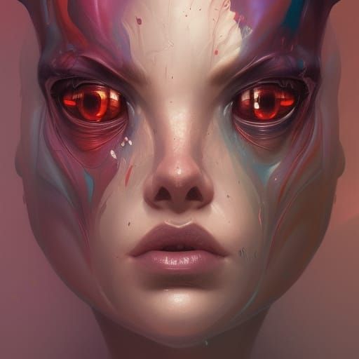 Detailed Portrait of Alien-Human Hybrid Face