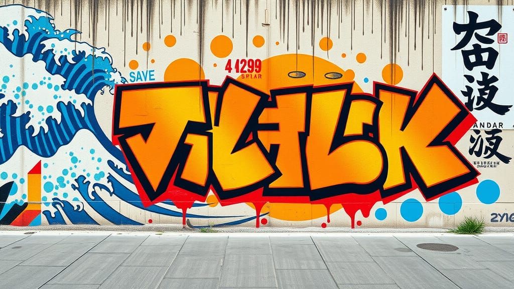 Graffiti Mural: Retro Tech Meets Japanese Art