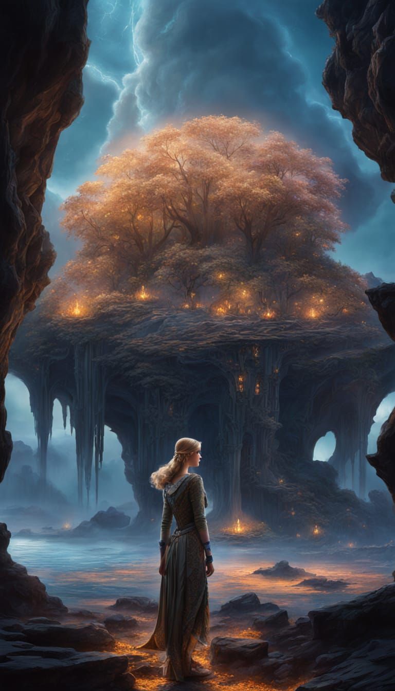 Art Nouveau Portrait of Thai Girl in Mucha Style