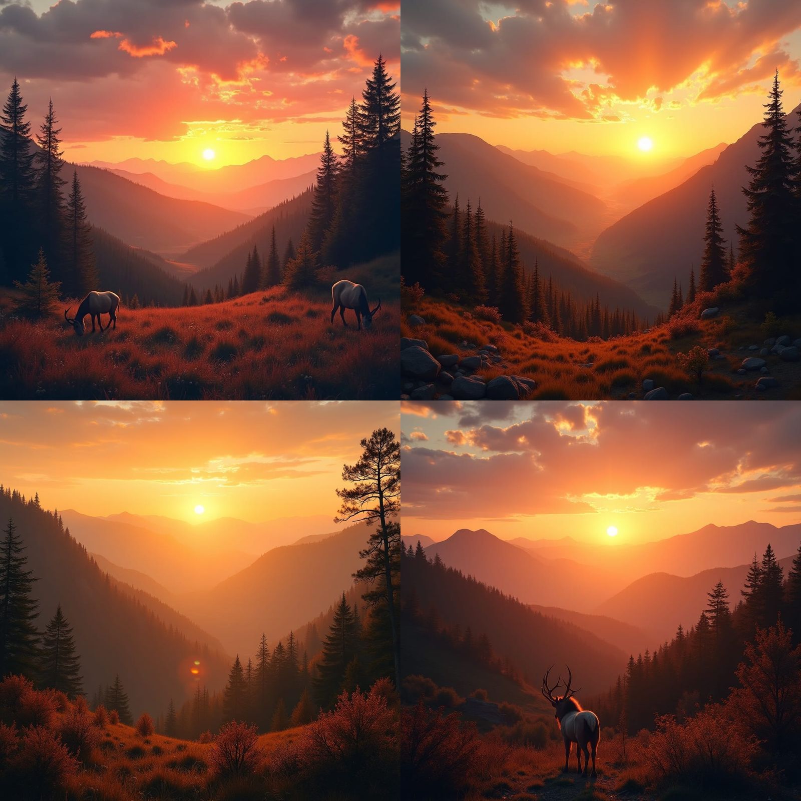 Autumn Sunset Valley with Wildlife