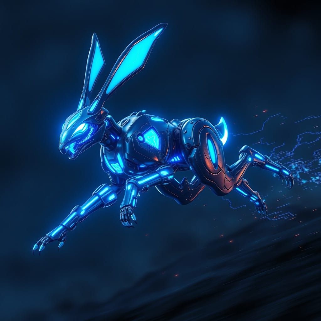 Majestic Demon Robot Hare in High-Octane 3D Anime Art