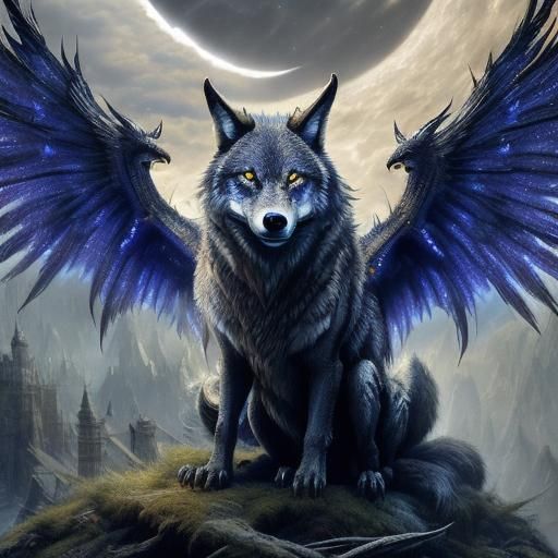 Winged Wolves in Epic Digital Painting