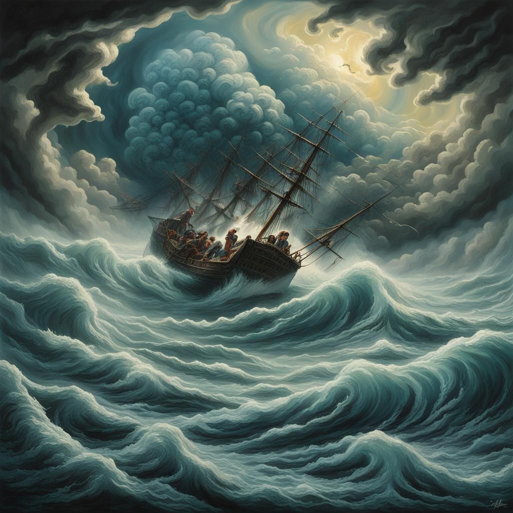 Apocalyptic Storm: Surreal Clouds and Distorted Figures