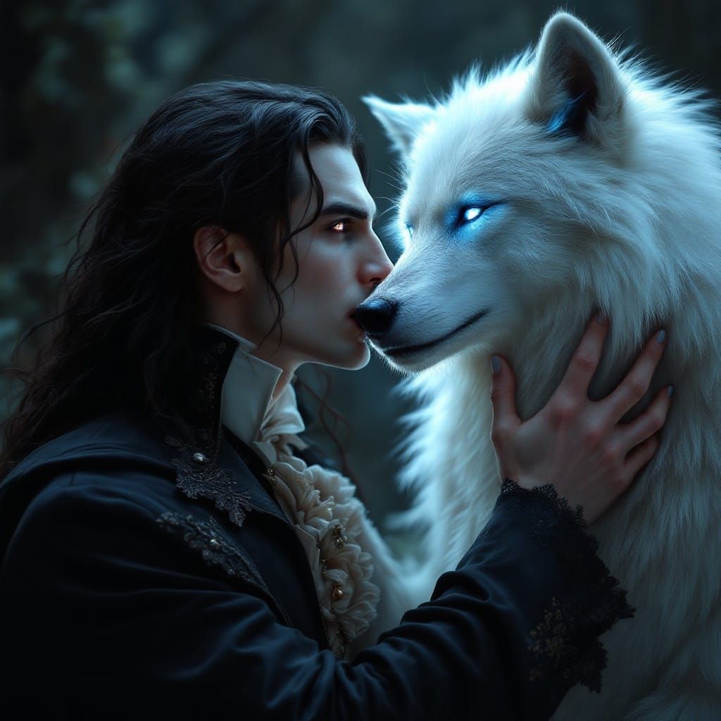 Vampire and Werewolf in Mystical Embrace