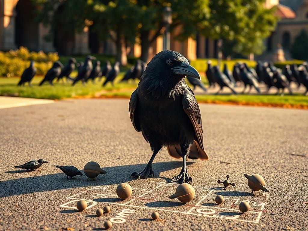 Majestic Crow Delights in Intellectual Pursuits on Campus