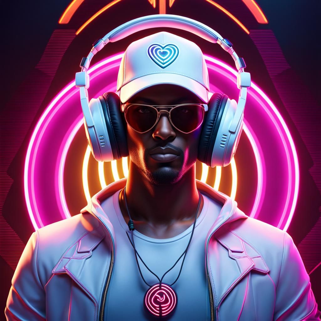 DJ with Illuminated Heart: Digital Art
