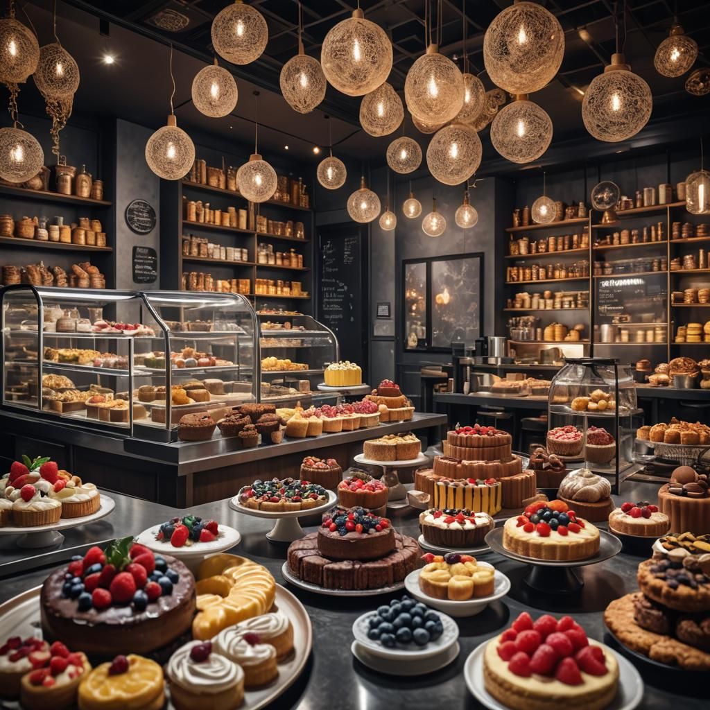 Magical Modern Dessert Parlor in Hyperrealistic Style