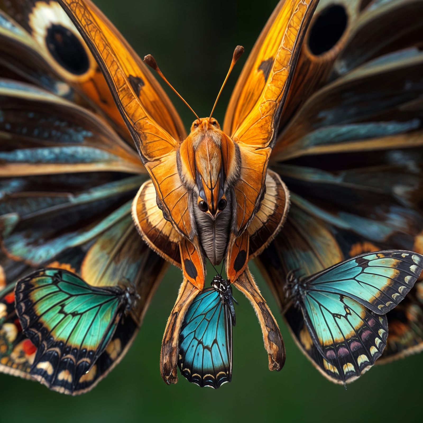 Giant Atlas Moth Standing Alone Among Vibrant Butterfly Gath...