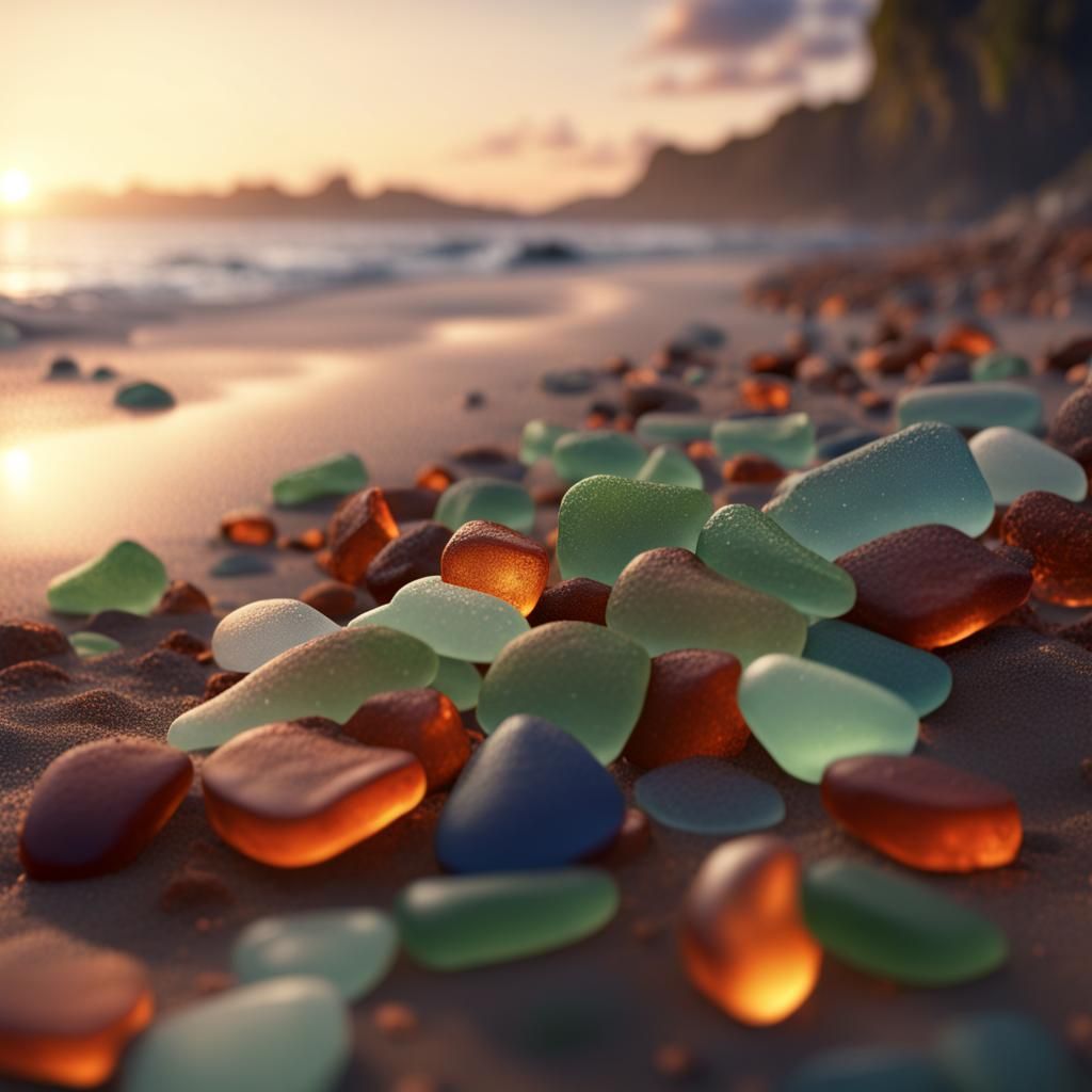 Sunset Sea Glass: Detailed Matte Painting