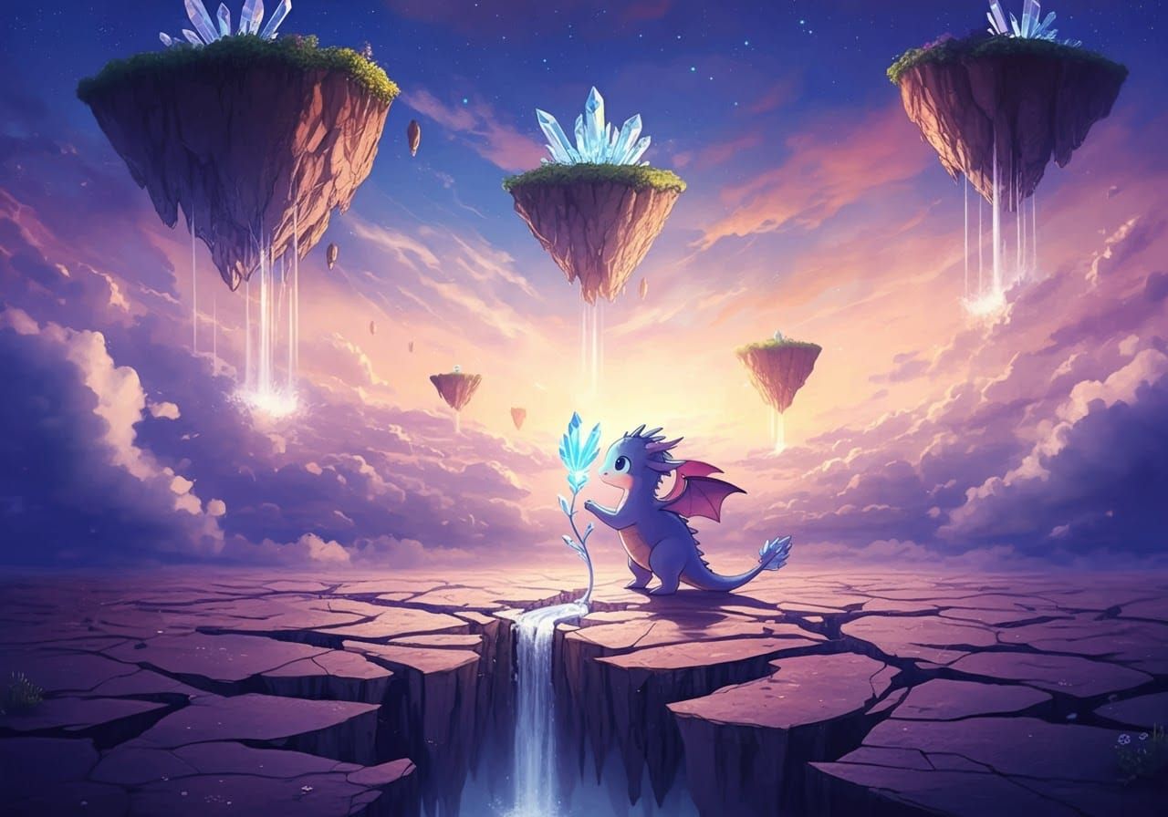 Ethereal Fractured Landscape in Digital Art Style