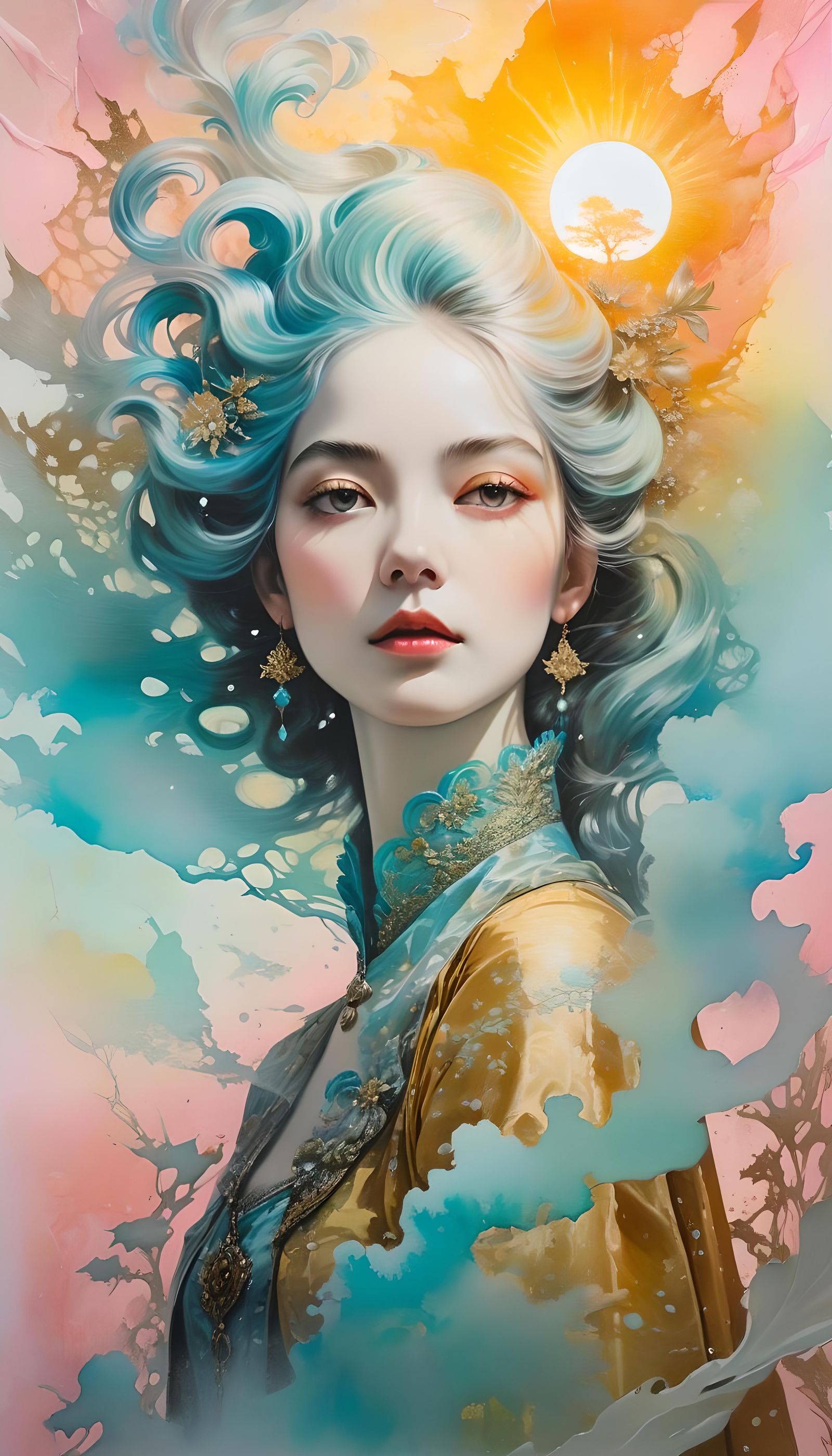 Surreal Pastel Portrait in Rococo Style