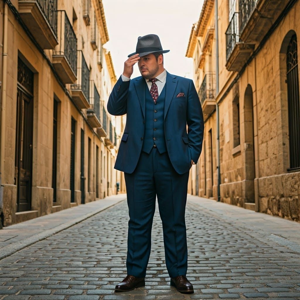 Elegant Gentleman in Curvilinear Botero Style