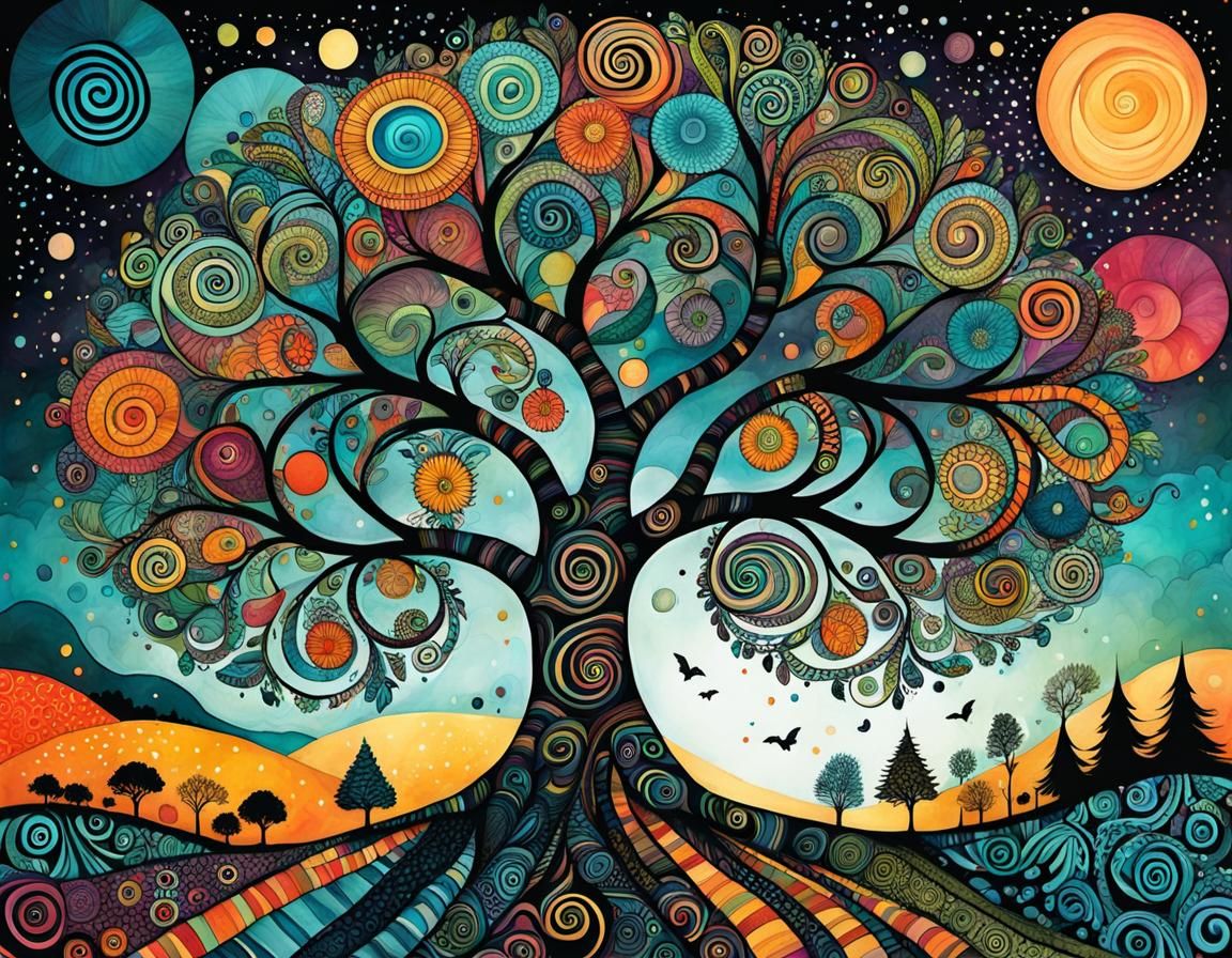 Tree of Life: Detailed Zentangle Digital Art
