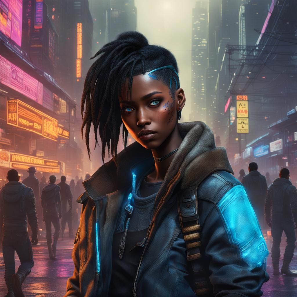 Cyberpunk Girl in Dystopian Wasteland