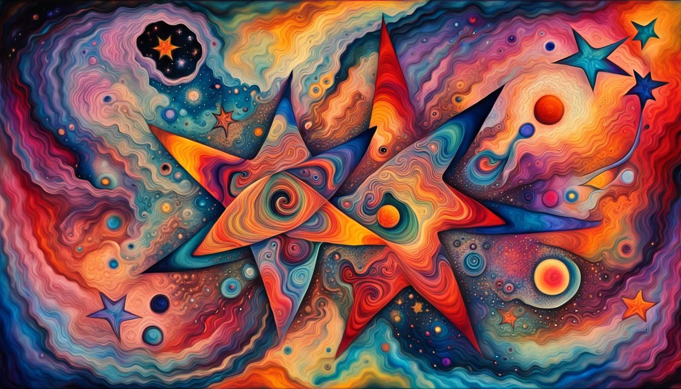 Psychedelic Star Vortex in Kandinsky and Chagall Style