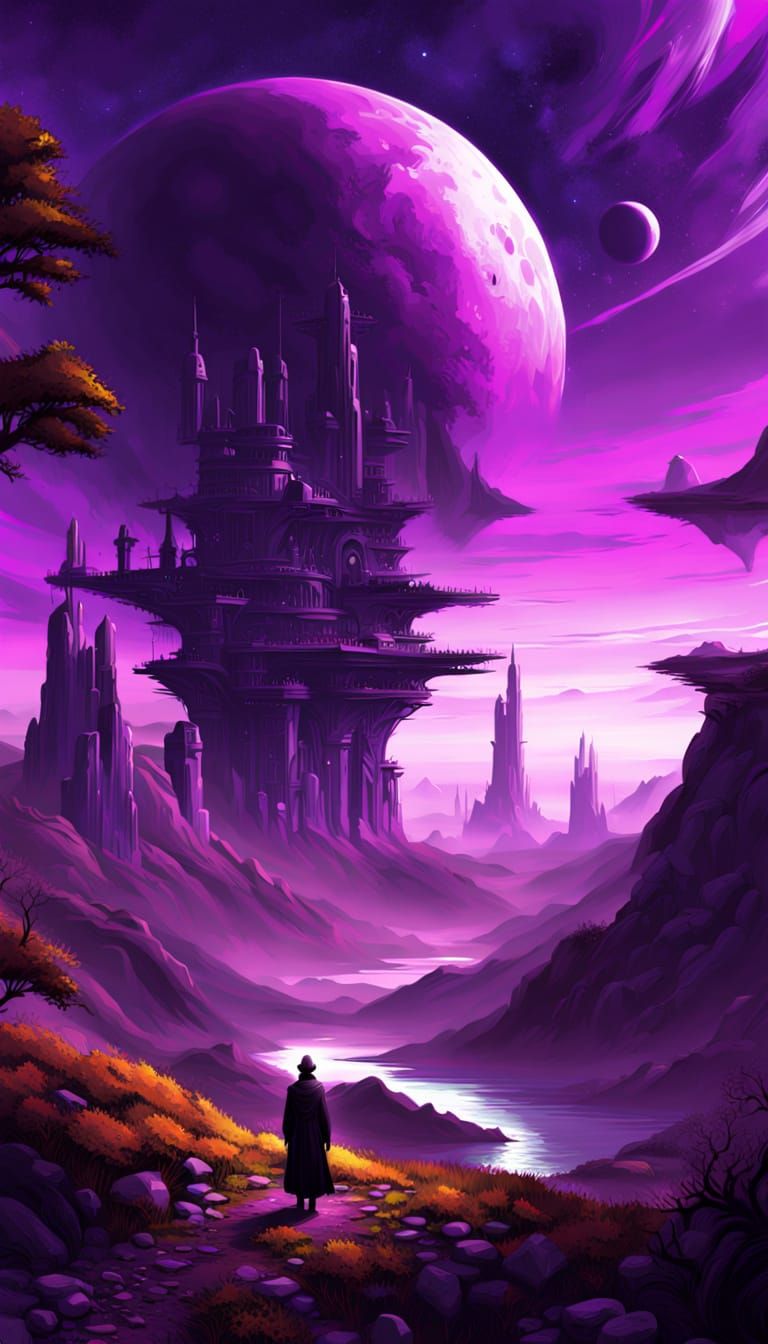 Steampunk Robot in Alien Jungle, Ethereal Sci-Fi Art