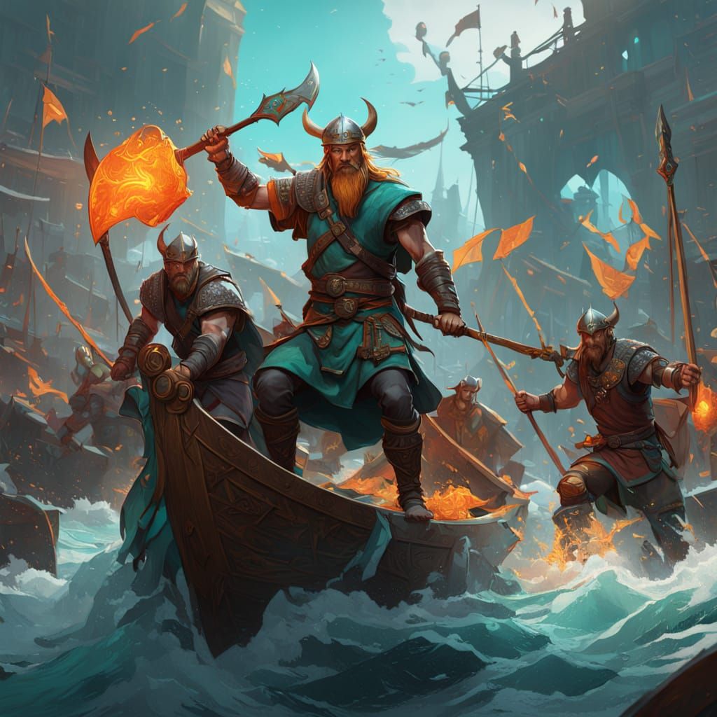 Vikings Engulfed in Triadic Colored Splendor