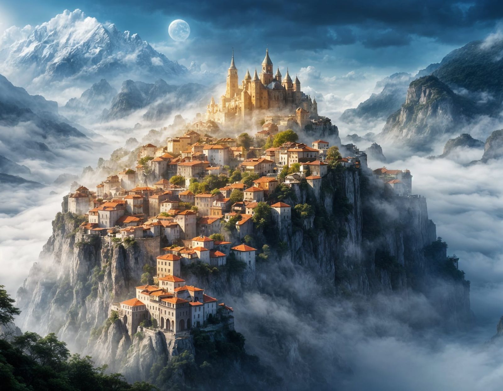 High above the mists