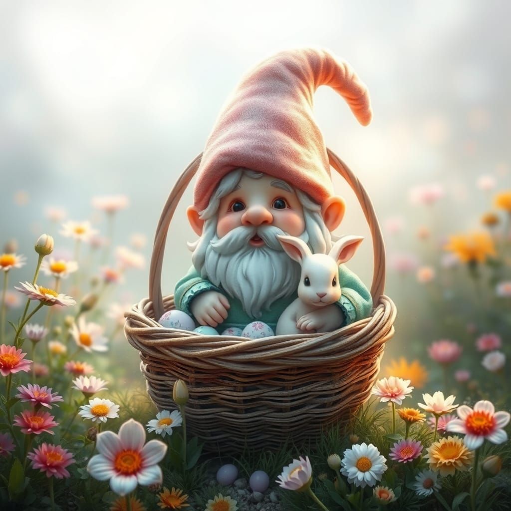 Whimsical Easter Garden Scene in Dreamy Fantasy Style