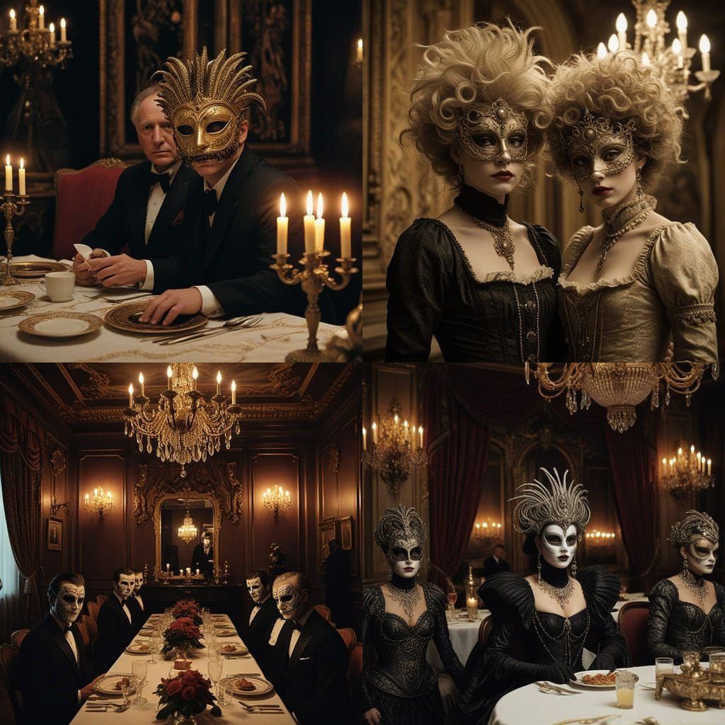 Grotesque Masquerade Ball Portraits in Cinematic Style