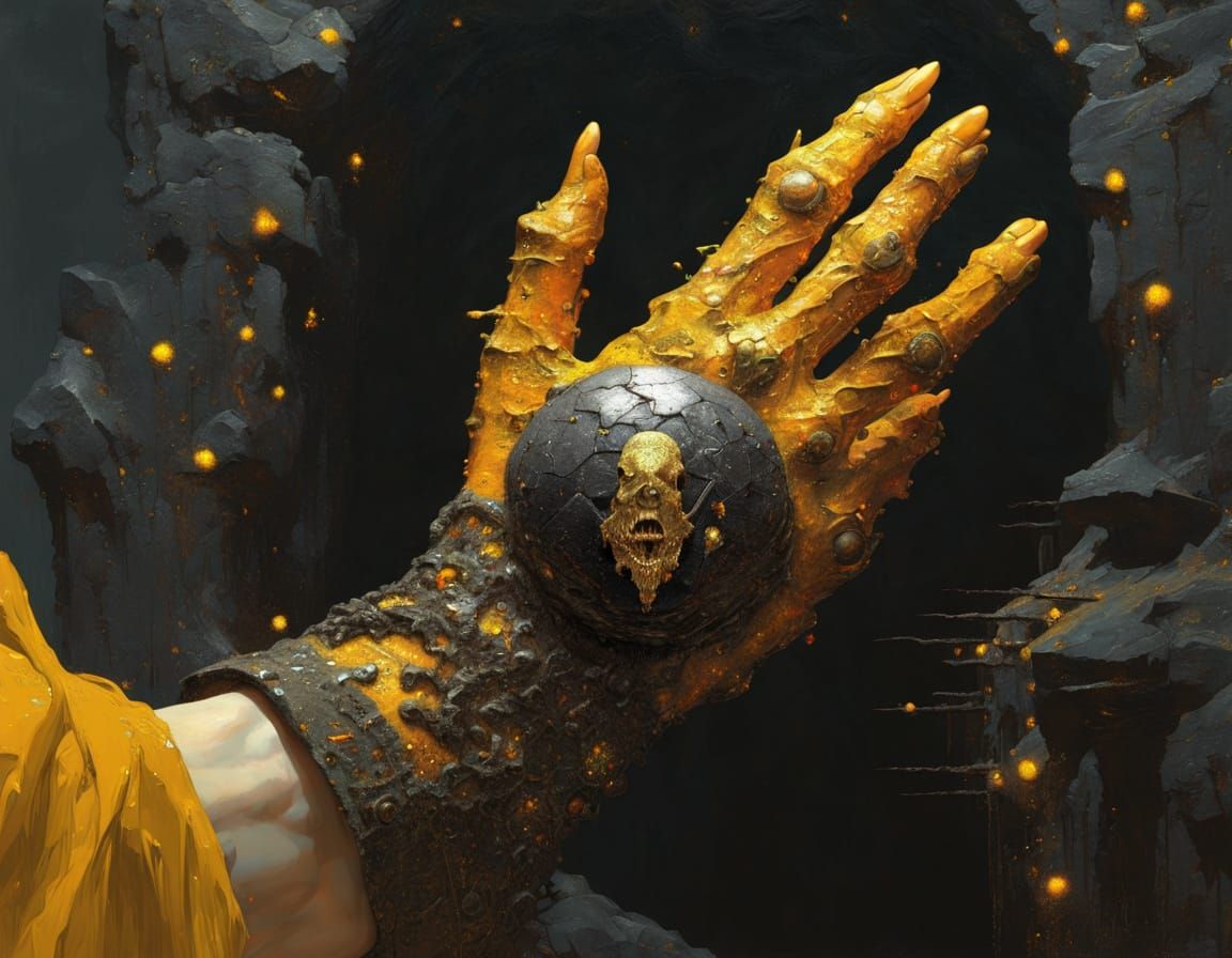 Fantasy Warrior in Dark Gauntlet