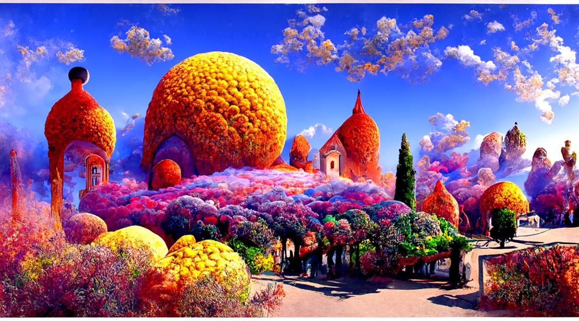 Psychedelic Italian Village by the Sea