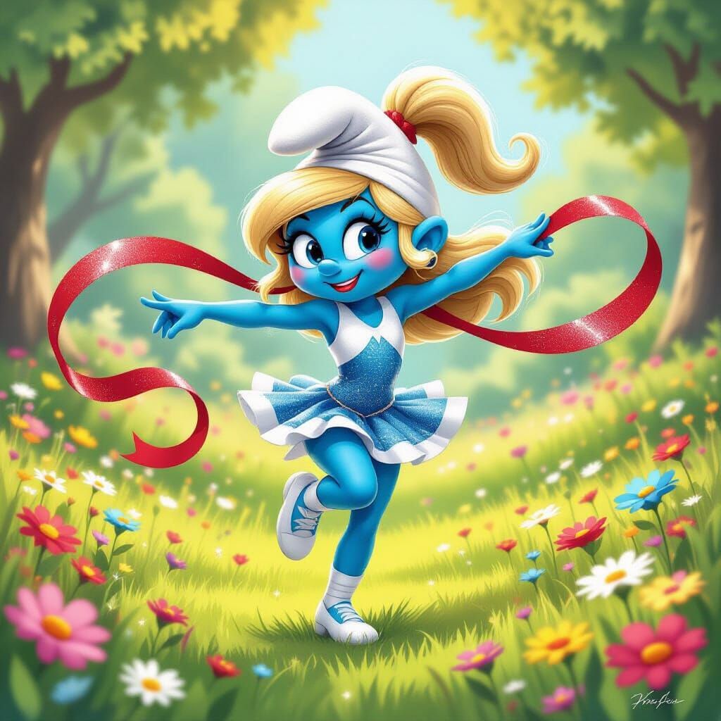 Smurfette's Dynamic Rhythmic Gymnastics Routine in Vibrant M...