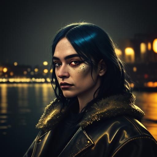 Surreal Portrait of Angelheaded Hipster in Abstract Expressi...