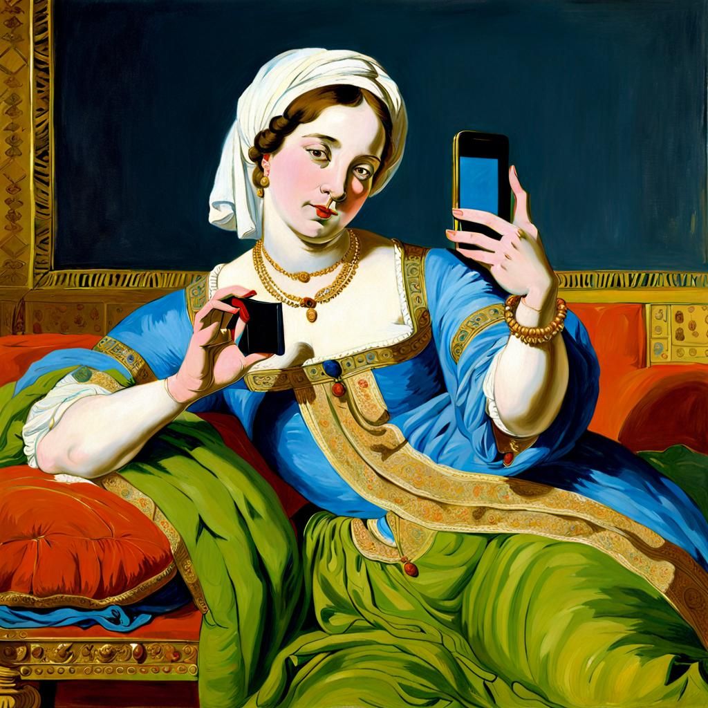 Odalisque Selfie: A Modern Twist on Neoclassical Art