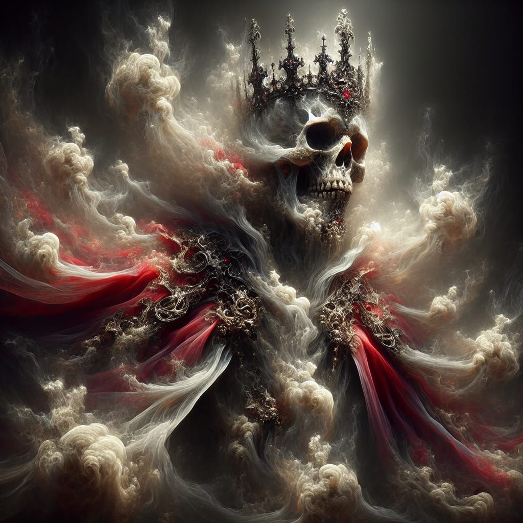 Royal Skeleton King Emerging from Transcendent Mist