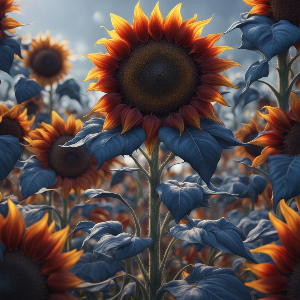 Detailed Matte Painting of a Sunflower