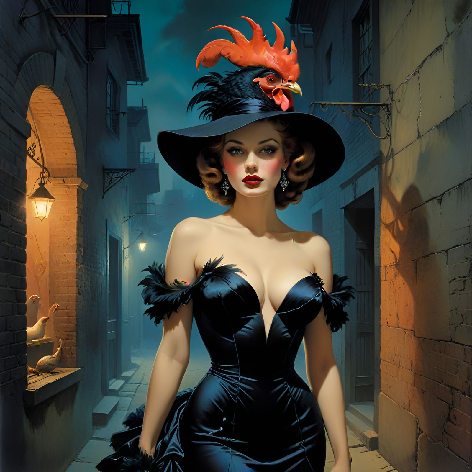 Femme Fatale Hen with Smoky Glamour