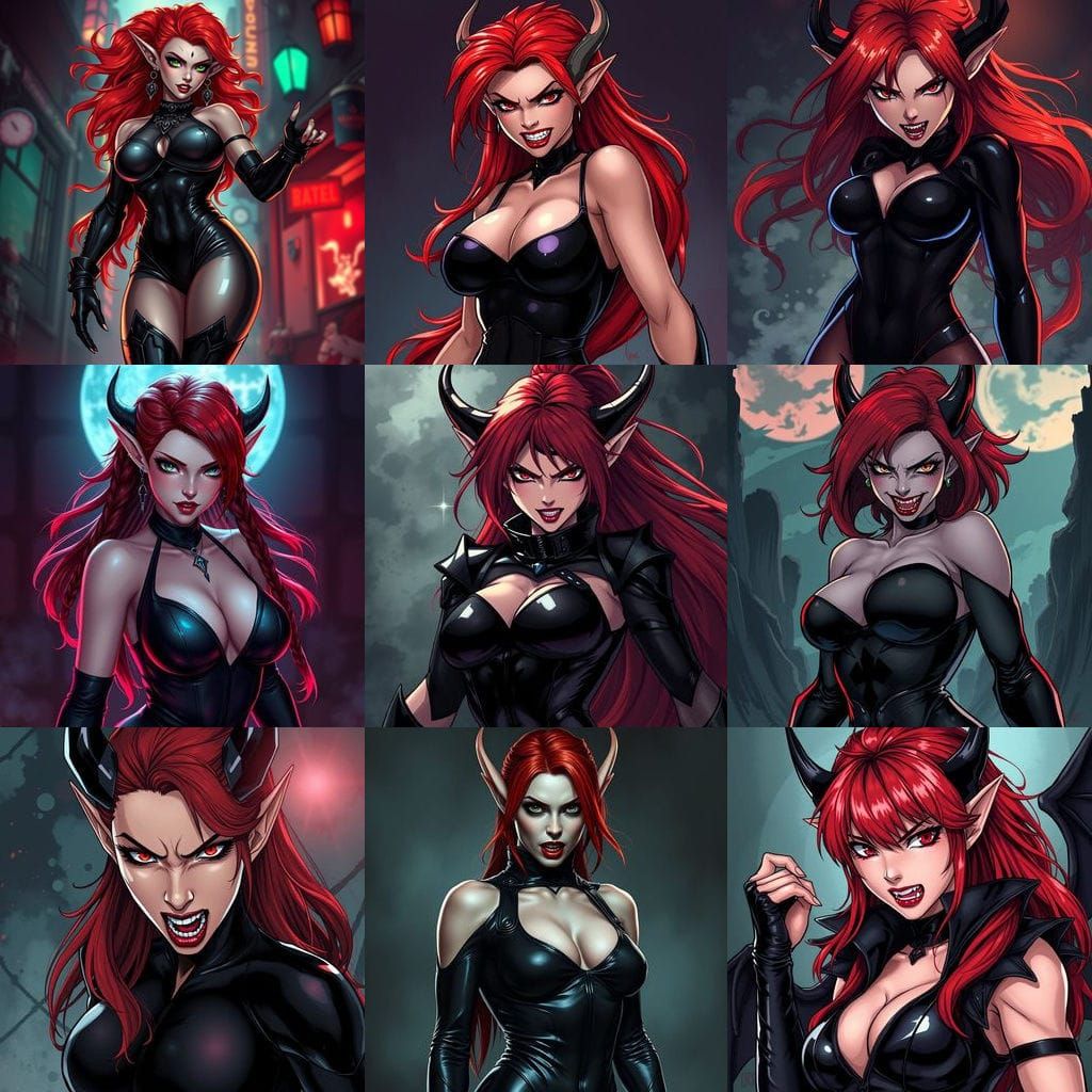 Cyberpunk Vampire Elf in Black Latex