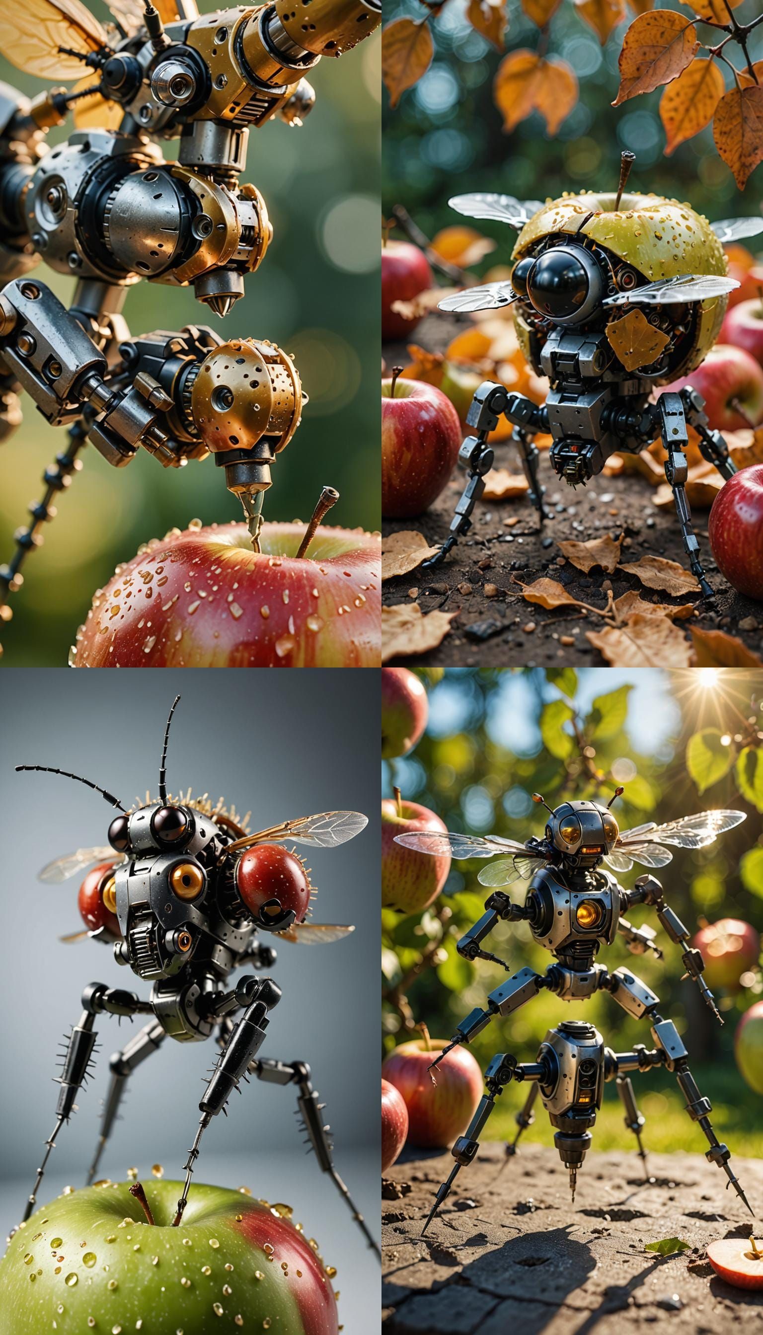 Robot Fly Drills Apple: Professional Photography