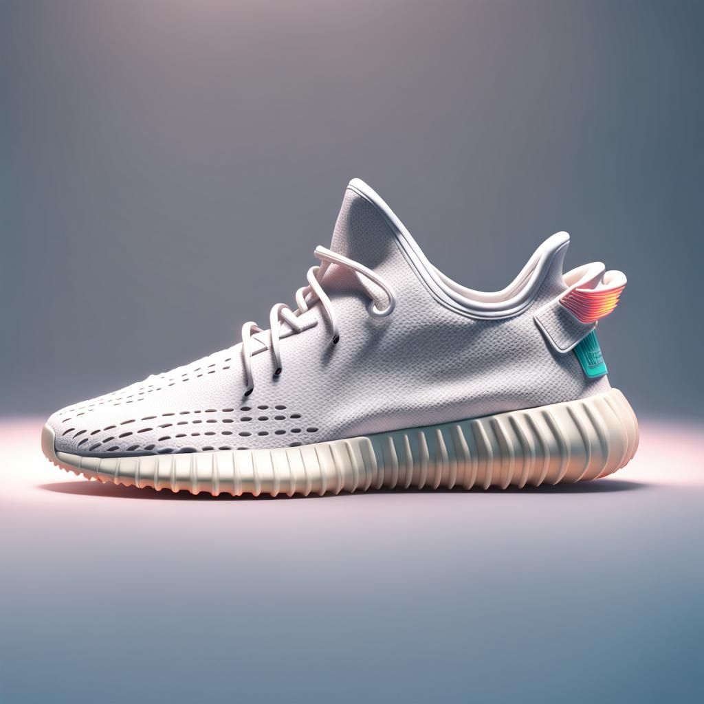 Custom White Adidas Yeezy Boost 350: 3D Digital Art