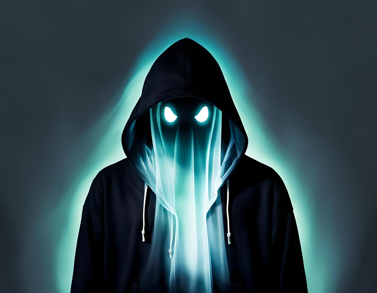 Translucent Ghost in Black Hoodie