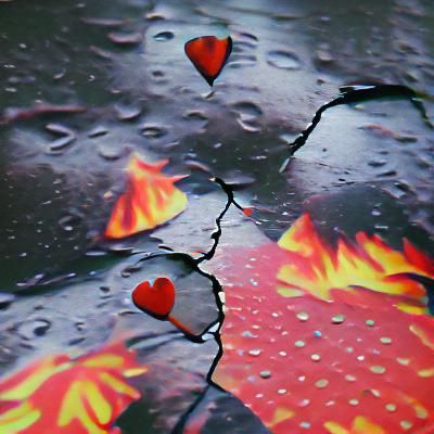 Broken Heart Raining Lava: A Surreal Image