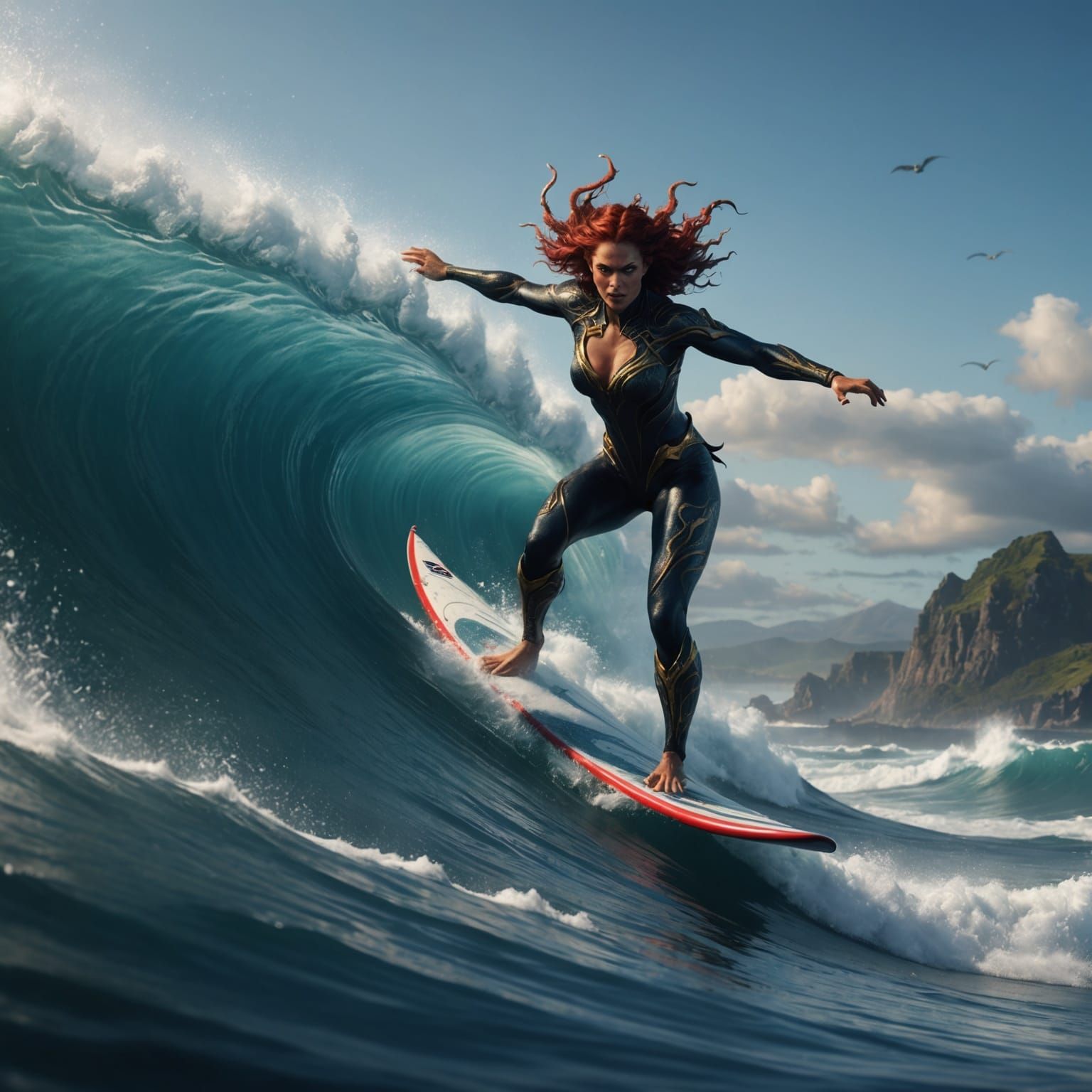 Demonic Surfer Rides a Fantasy Wave