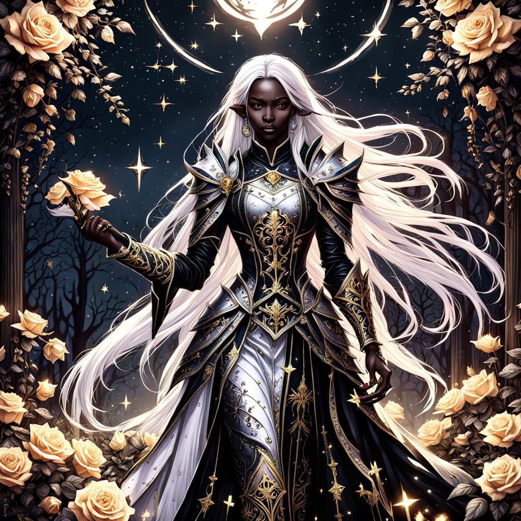 Gothic Drow Princess Portrait in Gouache Style