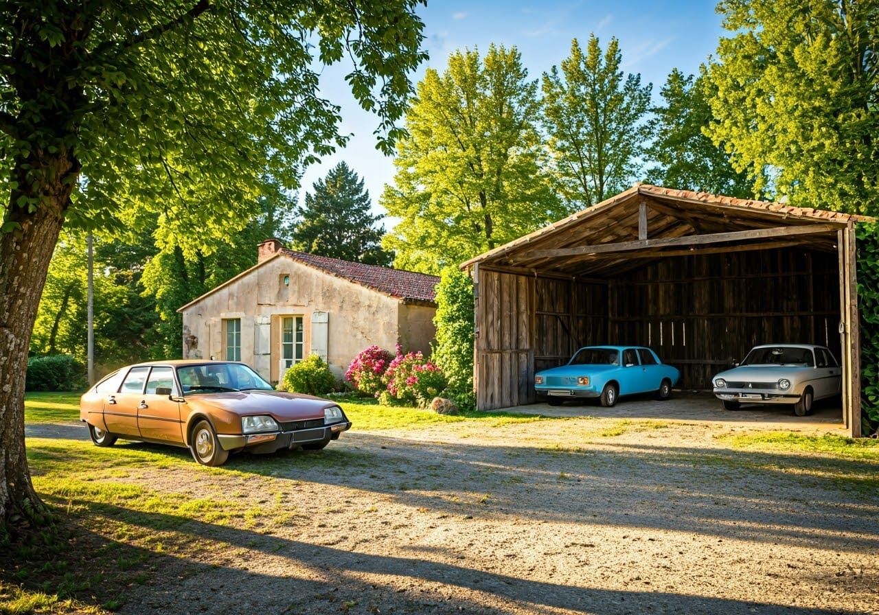 Charming French Villa with Classic Cars in Cinematic Style