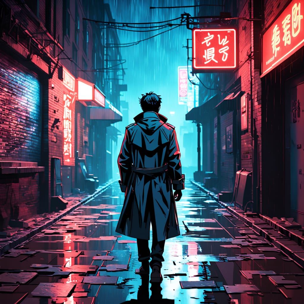 Cyberpunk Alleyway Scene Made of Paper