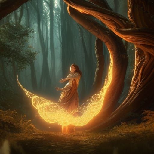 Wizard Opens Portal to Magical Forest Wonderland