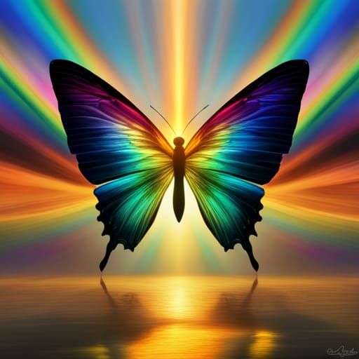 Majestic Rainbow Butterfly Dazzles in Sunrise Splendor