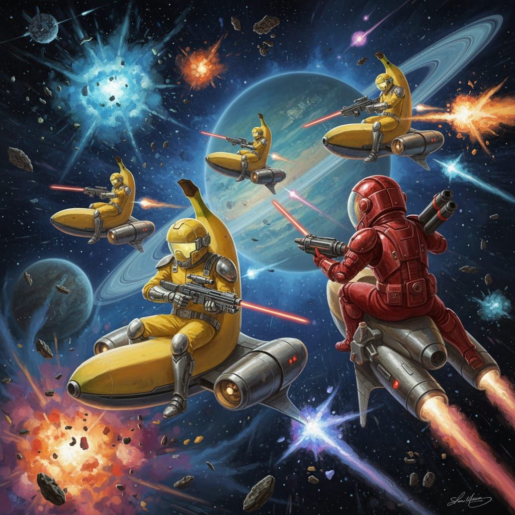 Futuristic Fruit Battle in Space