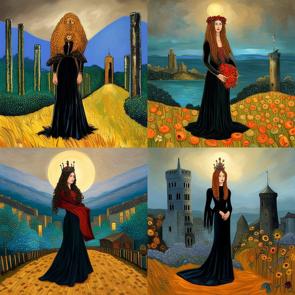 Dark Queen and Castle in Ireland: Impressionistic Art