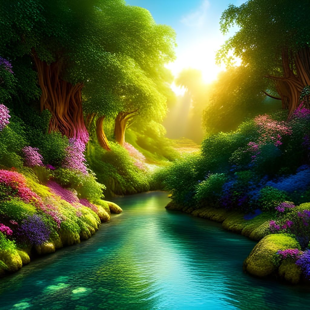 Sparkling Fairyland with Aqua River and Stars