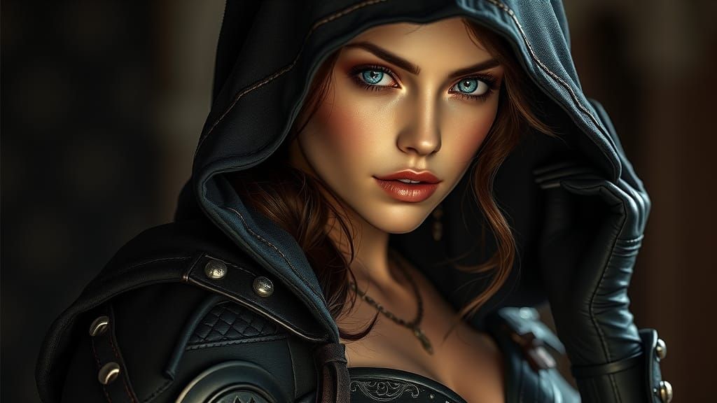 Beautiful Assassin Unveiling in Dramatic Lighting