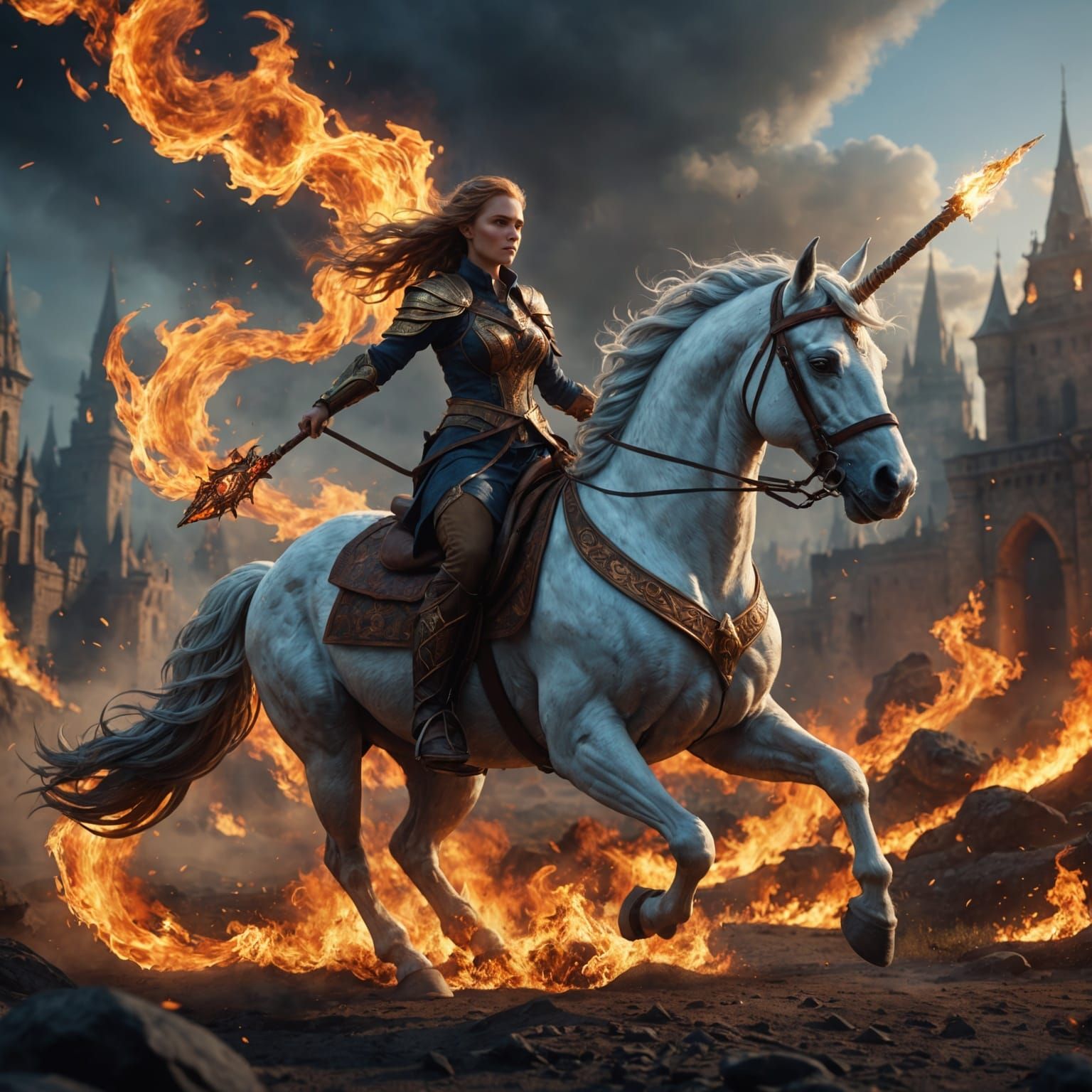 Alina Starkov Rides a Fiery Pegasus Unicorn