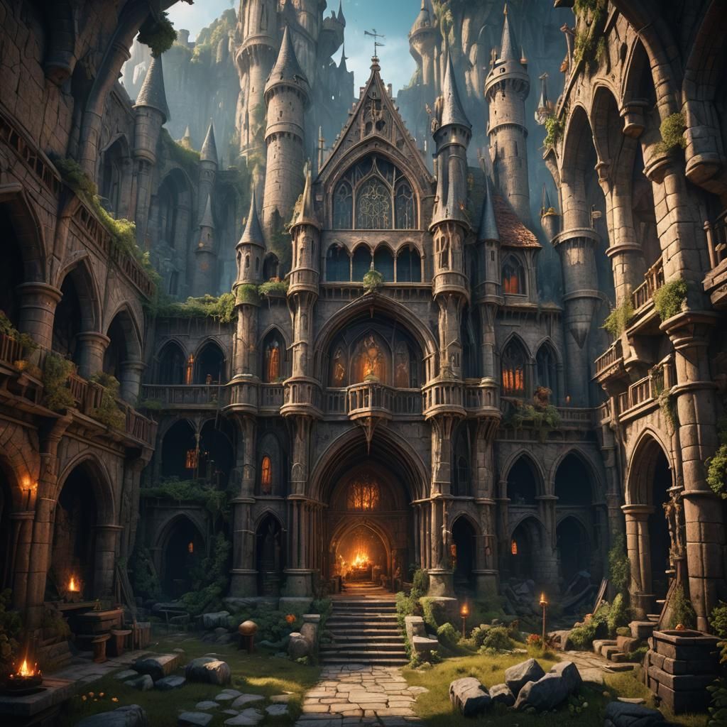 Fantastical Medieval Lair in Detailed Matte Painting