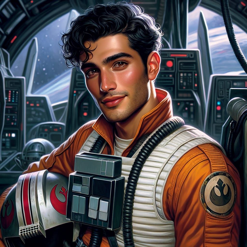 Moroccan Pilot with Droid in Hyper-Realistic Style